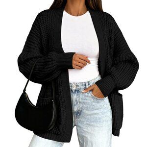 Oversized Chunky Knit Cardigan Open Front Slouchy Chic Fall Winter